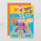 Safari Animaux Invitation d'anniversaire pour enfa (Devant / Derrière)