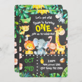 Safari Animaux Invitation Jungle Anniversaire ZOO (Devant / Derrière)