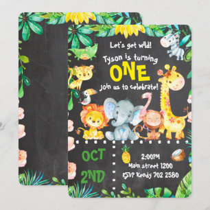 Safari Animaux Invitation Jungle Anniversaire ZOO