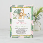 Safari Animaux Jungle Animaux Baptême Invitation (Debout devant)