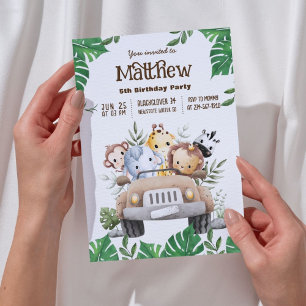 Safari Animaux Jungle Anniversaire Fête Invitation