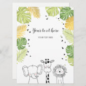 Safari Animaux Jungle zoo Insérer carte Wild One (Devant / Derrière)