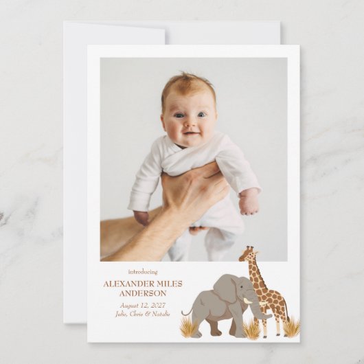 Safari Animaux Photos Nouveau Faire-part bébé (Devant)