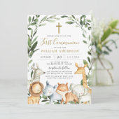 Safari Animaux Première communion Invitation (Debout devant)