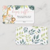 Safari animaux rousse rose fille carte de tombola (Devant / Derrière)