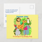 Safari Animaux Theme Enfants Merci Carte postale (Devant / Derrière)
