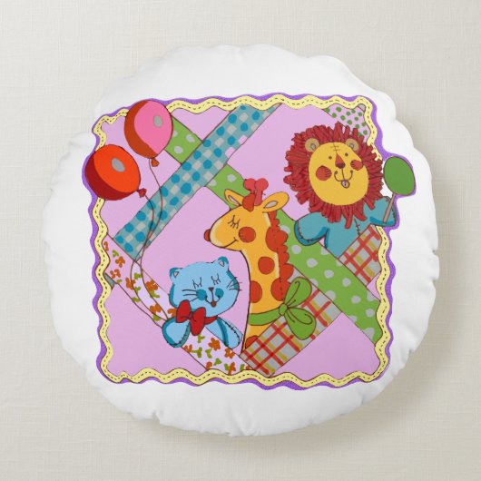 Safari Animaux vintages Coussin rond (Devant)