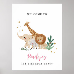 Safari Animaux Welcome Poster