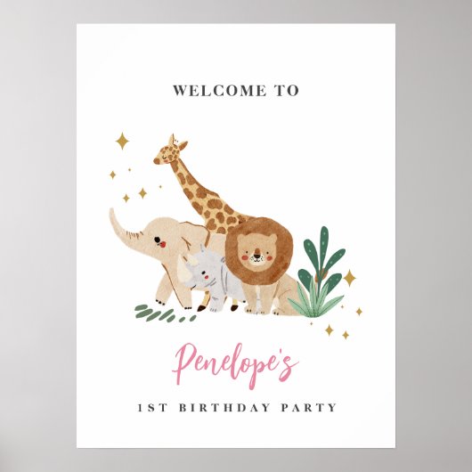 Safari Animaux Welcome Poster (Devant)