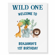 Safari Animaux Wild One Boy's 1er Birthday Welcome