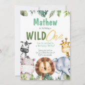 Safari Animaux Wild Un Anniversaire Invitation (Devant)
