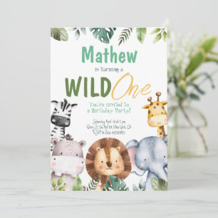 Safari Animaux Wild Un Anniversaire Invitation