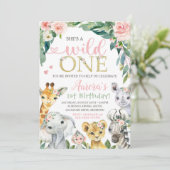 Safari Annithday Invitation Wild One Invitation (Debout devant)
