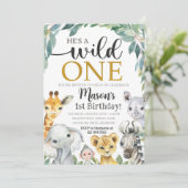 Safari Annithday Invitation Wild One Invitation (Debout devant)