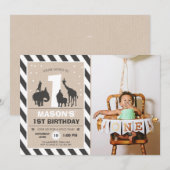 Safari Anniversaire Invitation Zoo Animaux sauvage (Devant / Derrière)