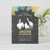 Safari Anniversaire Invitation Zoo Animaux sauvage (Debout devant)