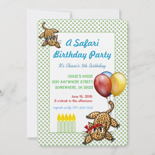 Safari Anniversaire Leopard Invitation (Devant)