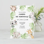 Safari Aventure 1er anniversaire Invitation (Debout devant)
