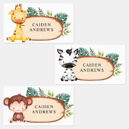 Safari Baby Animal Wood Slice Labels