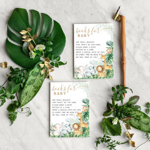 Safari Baby Animals Baby shower Book request Informatiekaartje