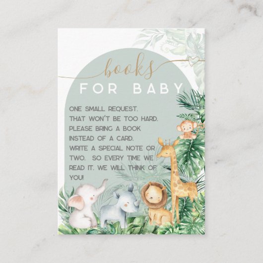 Safari Baby Animals Baby shower Book request Informatiekaartje (Voorkant)