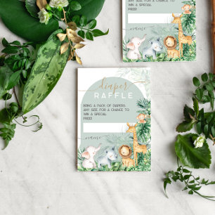 Safari Baby Animals Baby shower Diaper Raffle Informatiekaartje