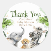 Safari Baby Animals Cute Schattig Wild Ronde Sticker (Voorkant)