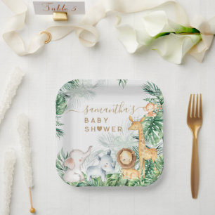 Safari Baby Animals Greenery Baby shower Papieren Bordje