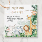 Safari Baby Animals Greenery Baby shower pop Bedankjes Labels (Voorkant)