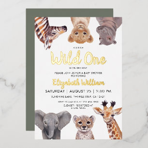 Safari Baby Animals Illustration Baby shower Folie Uitnodiging