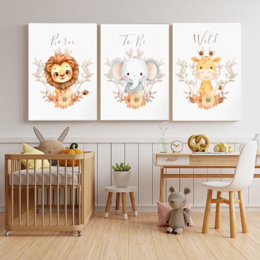 Safari Baby Animals Nursery Wall Art Set Print Set