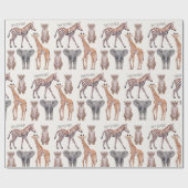 Safari Baby Animals Pattern Personalized Cadeaupapier (Vlak)