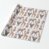 Safari Baby Animals Pattern Personalized Cadeaupapier (Uitgerold)