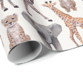 Safari Baby Animals Pattern Personalized Cadeaupapier (Rol Hoek)