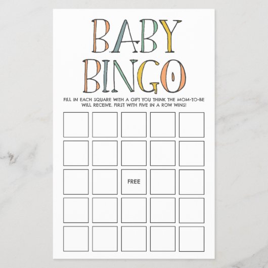 Safari Baby Bingo spel Flyer (Voorkant)