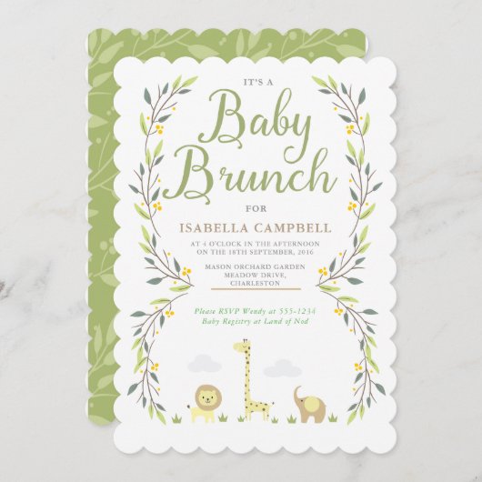 Safari Baby Brunch Uitnodiging (Voorkant / Achterkant)