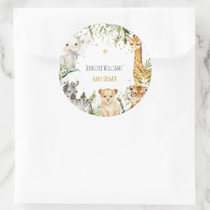 Safari Baby Dieren Baby shower Ronde Sticker