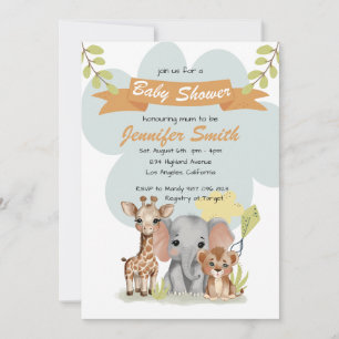 Safari Baby Dieren Baby shower uitnodiging
