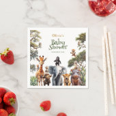 Safari Baby Dieren Groen Modern Baby shower Servet (Insitu)