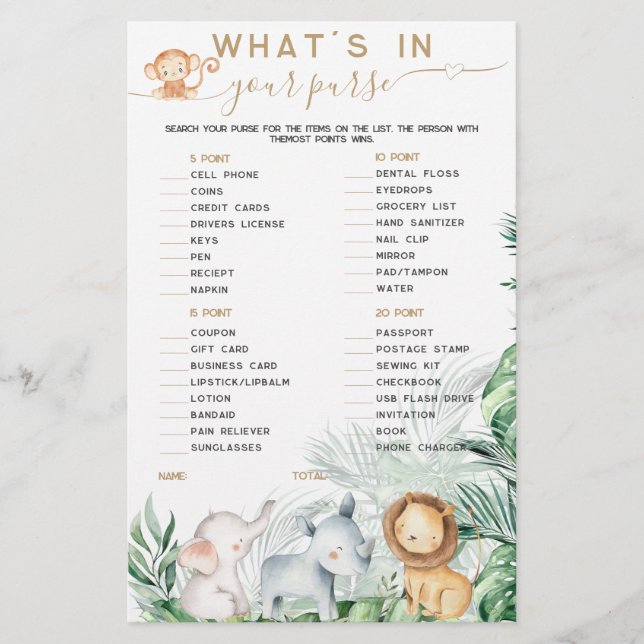 Safari Baby Dieren Wat Zit Er In Je Tas spel (Voorkant)