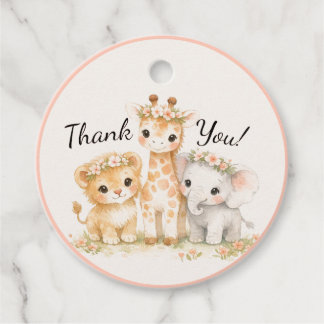 Safari Baby Girl Animals Lion Elephant Giraffe Bedankjes Labels