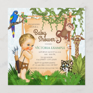 Safari baby jongen shower uitnodigingen