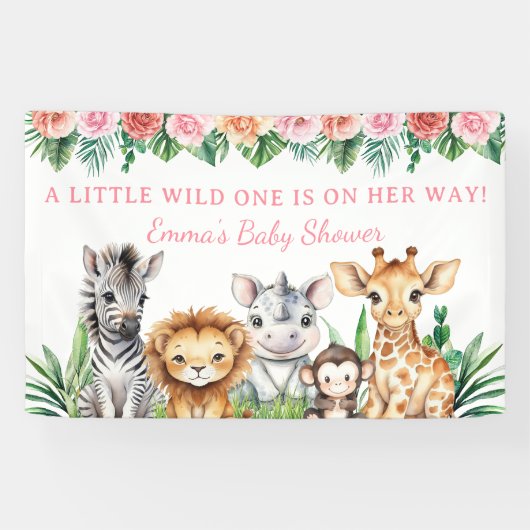 Safari Baby Shower Aangepaste Banner - Jungle Dier (Horizontaal)