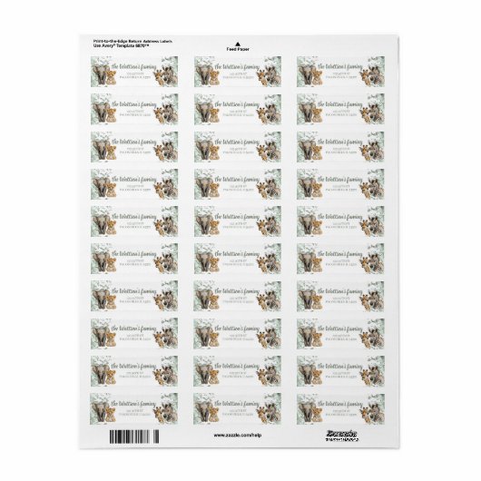 Safari baby shower adresetiketten etiket (Full Sheet)