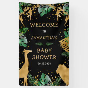 Safari Baby shower Black Gold Green Welkom Spandoek