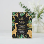 Safari Baby shower Black Gold Invitation (Debout devant)
