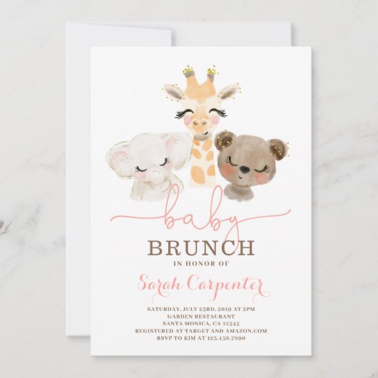 Safari Baby shower Brunch uitnodiging (Voorkant)