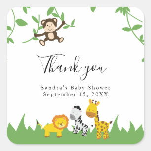Safari Baby shower Cute Oerwoud Animals Neutraal Vierkante Sticker