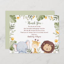 Safari Baby shower Dank u Kaarten Oerwoud Dieren