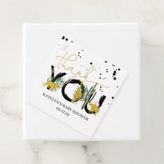 Safari Baby shower Dank u Party Labels (In situ)
